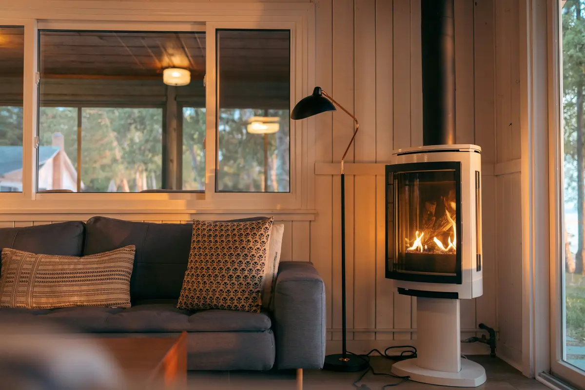 Gas fireplace in a cozy Houston living room