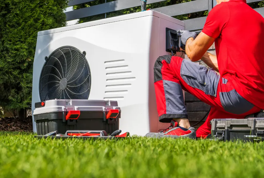 Residential cold-climate heat pump outdoor unit installed at a Houston home