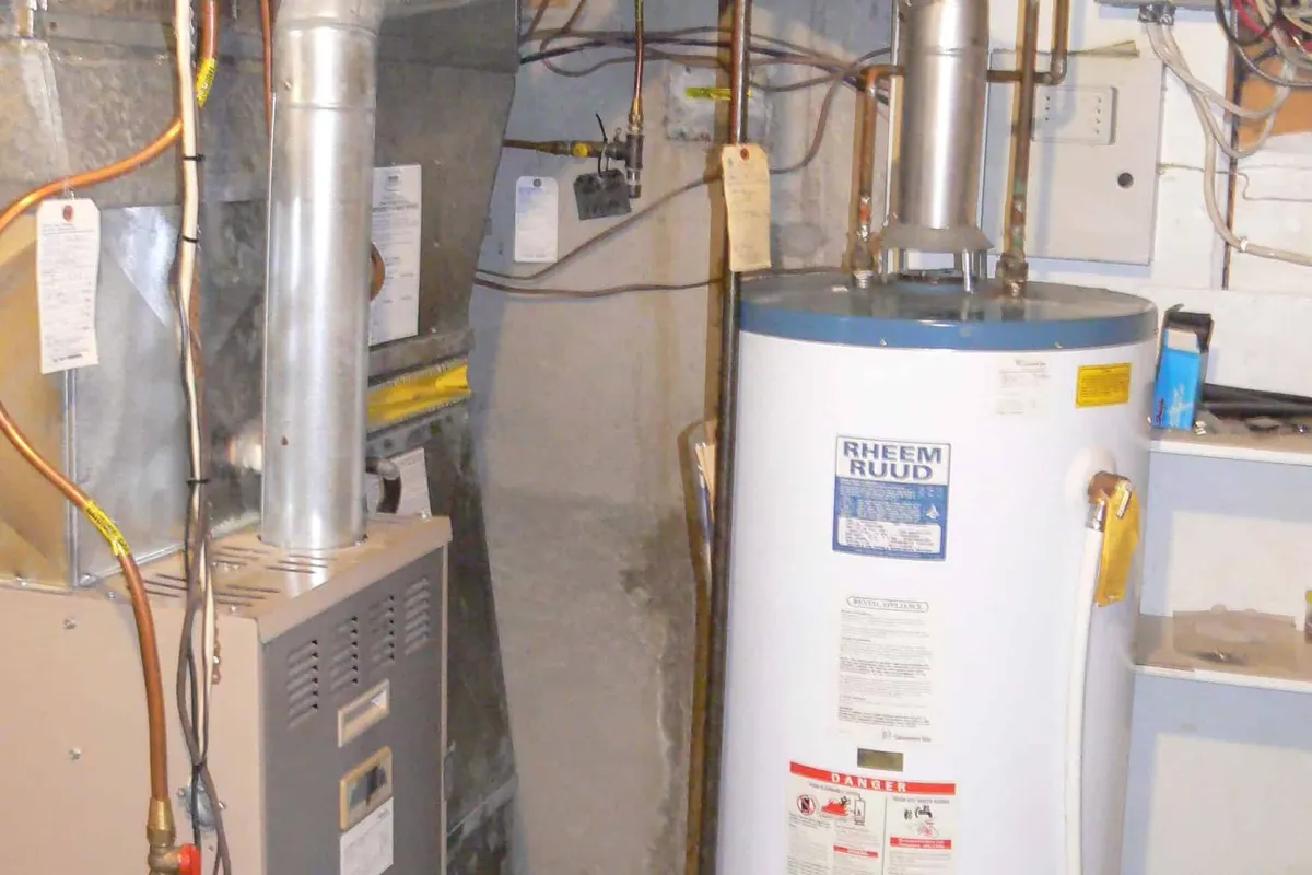 Residential water heater tank in a Houston home